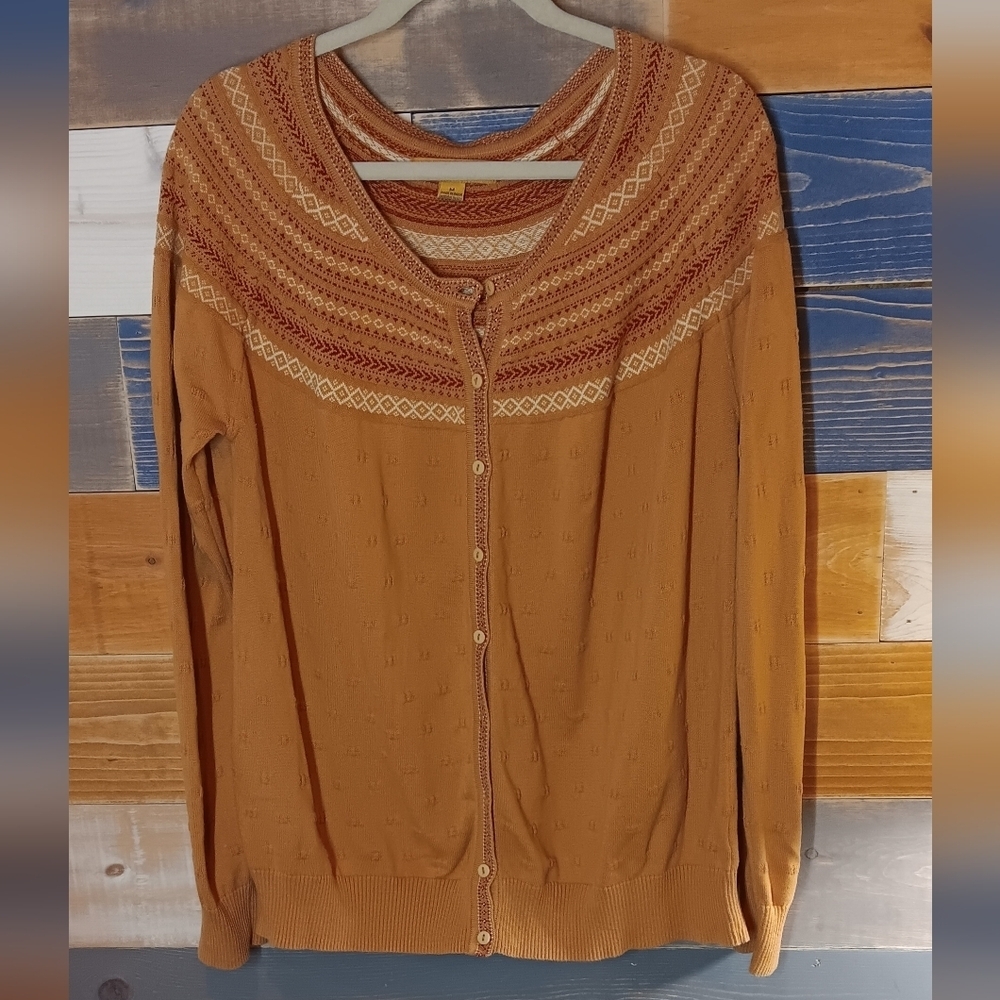 April Cornell Sweater M Faire Isle Cardigan